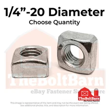 1/4"-20 18-8 Stainless Steel Square Nuts Coarse Thread (Pick Quantity)