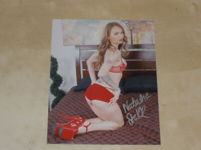 NATASHA STARR IP Autograph Auto 8X10 Photo Photograph RED LINGERIE VERTICAL