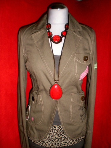 EDC by ESPRIT ARMY BLAZER PATCHES MILITARY KHAKI Size M NEW with TAGS EXCELLENT!!!