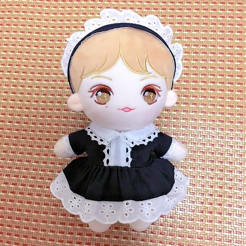 Juego de 3 piezas de ropa de muñeca de peluche de 15 cm 20 cm vestido de criada diadema delantal conjunto para juguetes - Imagen 3 de 6