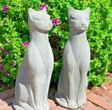 TALL VINTAGE SIAMESE CAT STATUE Cement Concrete Persian Kitten Outdoor Garden