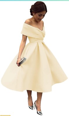 champagne tea length bridesmaid dress Light Champagne Applique Tulle Cap Sleeves Party Dress, Tea Length For main image 0