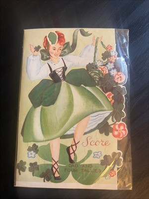 Vintage Bridge Tally Cards Irish Dancer Score Pad Unused Original Packaging