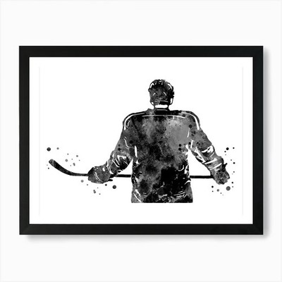 Hockeyspieler männlich Kunstdruck gerahmt gerahmt Wandbild Poster Leinwanddruck Bild