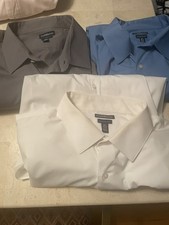 Croft  Barrow Men  s Dress Shirts Lot 3  Size XXL 18.5/19 Gray, White, Blue
