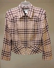 Plaid Brown & Pink Jacket Nicard Collection Petite 10 Going Out Of Business Sale
