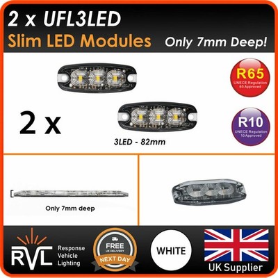 PAAR 3 LED SCHLANK FLACH BÜNDIG WEISS LED STROBOSKOP LICHT BAKE RECOVERY BAR 12 V/24 V