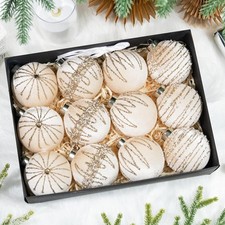 3.15 Inch Velvet Christmas Tree Ornaments  12 Pcs Christmas Balls Bulk Set wit...