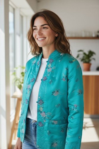 Unbranded  Women's Floral Print Open Front Blazer Black Size M