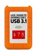 LaCie Rugged 1TB Portable External Hard Drive USB-C USB 3.1 Orange Silver