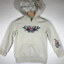 Thereabouts Girl's XS 6/6X Off-White Long Sleeve Hoodie Sweatshirt