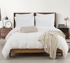 Duvet Cover Set Queen -1 Duvet Cover 90"X90"  2 Shams, Ivory Washed Cotton B...