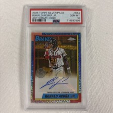 2025 Topps Series 1 Ronald Acuna Jr Silver Pack Mojo Refractor Auto /50 PSA 10