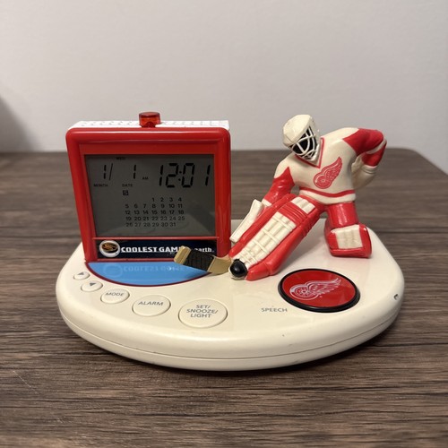 Reloj despertador digital retro NHL Red Wings Goalie de la década de 1990 con botón de voz FUNCIONA - Imagen 2 de 5