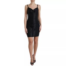 Dolce & Gabbana Black Nylon Bodycon Corset Bustier Mini Women's Dress