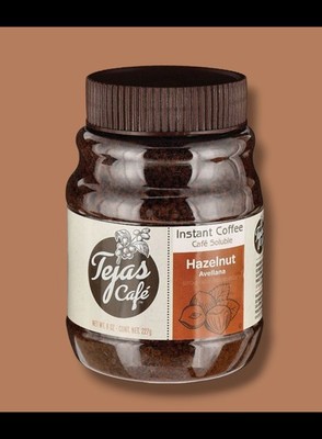 Tejas Cafe Instant Hazelnut Coffee Medium Roast 8oz