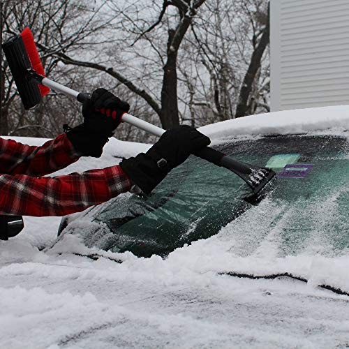  Extendable Car Ice Scraper, Snow Brush Broom & Windshield Squeegee for SUV 