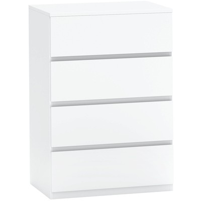 HOMCOM Schlafzimmerkommode, Kommode mit 4 Schubladen, Schubladenschrank, weiß