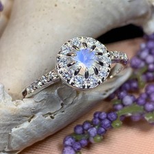 Moonstone Solitaire Ring Engagement Promise Cocktail Ladies Ring 925