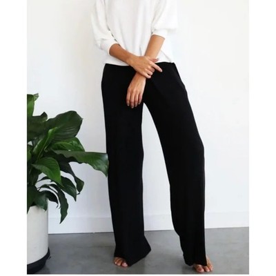 SEN Pants Troy Ribbed Wide Leg Black Womens Small 