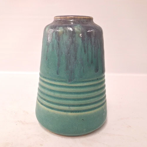 Antique Roseville Imperial II Vase Teal Purple Drip Art Pottery