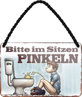 Blechschild ''Bitte Im Sitzen Pinkeln'' 18X12Cm