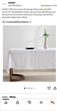 EVERLY 100 Pure Linen Rectangle Tablecloths 60x108 Inches WHITE