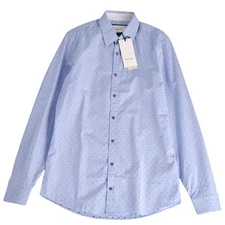 Gucci Shirt Long Sleeve Total Pattern Cotton Top Men 38 15 Blue Used MOLO-0