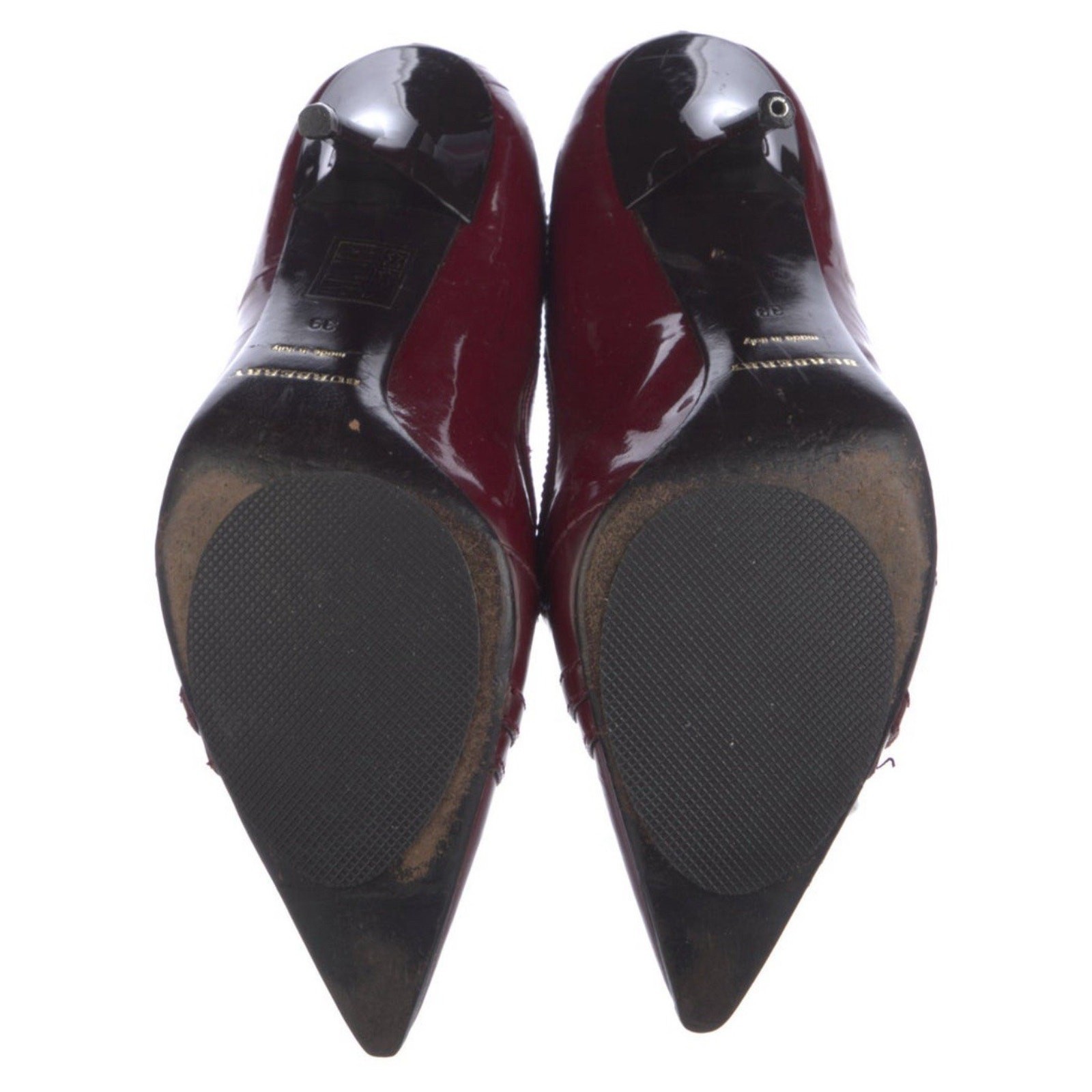 BURBERRY Burgundy Quilted Patent Leather Silver Buckle Heels Pumps EU 39 US 9 thumbnail 5