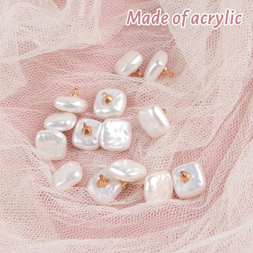 10-100Pcs Pearl Buttons with Shank for Sewing Gold Button Crafts for Clothes Lot - Image 2 of 4