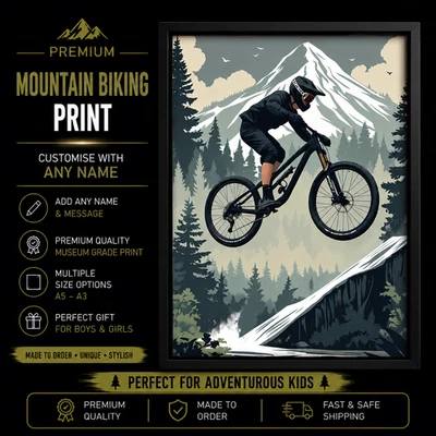 Mountain Bike Wall Art Print – MTB Cycling Poster –Bicycle Artwork Gift for Men - Image 1 of 4