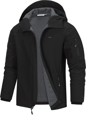 Mens Hooded Softshell Jacket Waterproof Lightweight Insulated Windbreaker Jacket