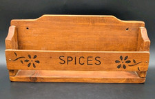Vintage Wooden Spice Rack Wall Hanging Shelf Farmhouse Country Handmade Signed