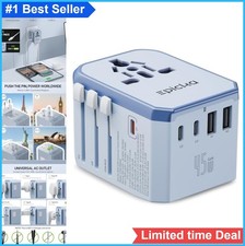 Universal Travel Adapter 45W 6 in 1 USB C 3 Ports 2 USB A Worldwide Wall