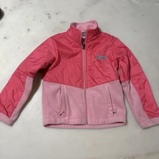 Columbia Girls XS 6-7yr Pink Colorblock Fleece Basic Jacket Zip Long Sleeve Logo