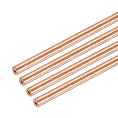 2mm OD x 0.5mm Wall Thickness x 100mm(4'') Length Copper Round Tube(Pack of 4)