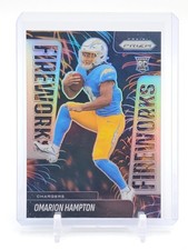 OMARION HAMPTON 2025 PRIZM FIREWORKS ROOKIE SILVER  #17 CHARGERS FOOTBALL Q0208