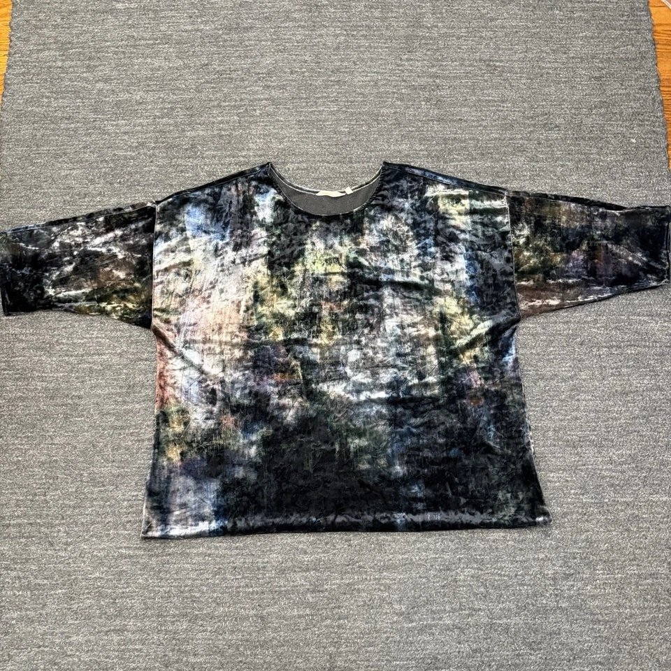 Camisa Soft Surroundings Mujer 2X Plus Terciopelo Burnout Calce Cuadrado Artística Boho Hippie Foto 2 de 4