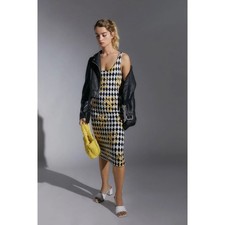 Urban Outfitters Haydee Cutout Midi Dress Argyle Printed Bodycon NWT Size L