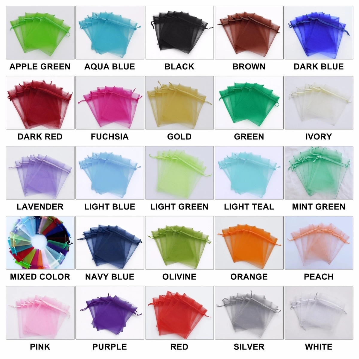 50/100/200/500 Organza Wedding Party Favor Gift Candy Sheer Bags Jewelry Pouch