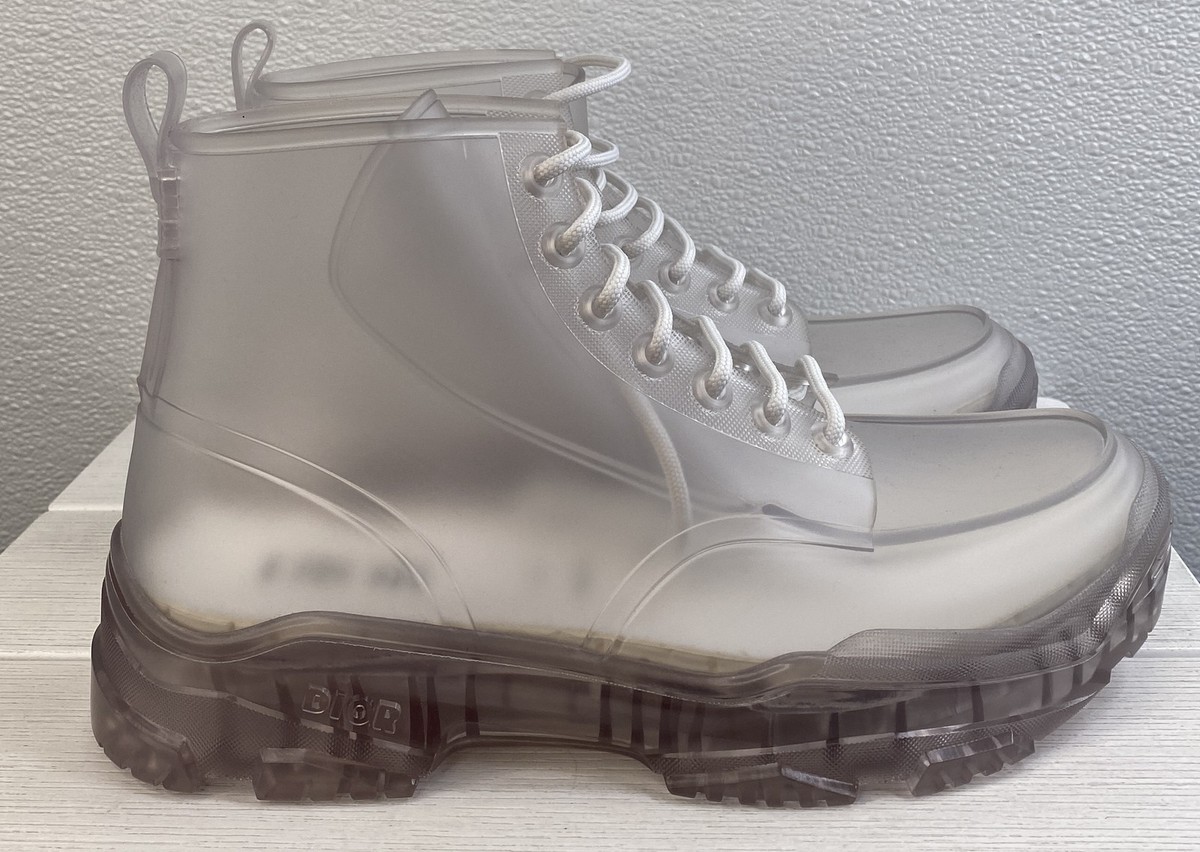 Dior Homme Transparent Combat Boots Men's Size US9 EU42 Clear