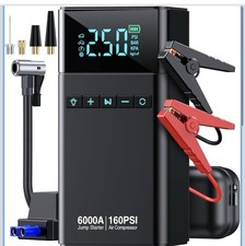 10-in-1 Portable Car Battery Jump Starter with Air Compressor, 6000A 160PSI Por