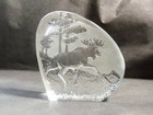 Etched Glass Moose Display, Very Heavy Excellent Condition — photo 1