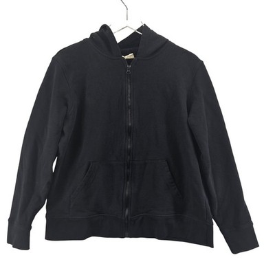 Pact Womens XL Black Full Zip Hoodie 100% Organic Cotton Fleece Sweatshirt