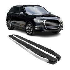 Alu Trittbretter Seitenschweller für Audi Q7 2015-2026 Schwarz Silber 2tlg