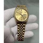 Vintage Seiko SQ 5Y23-8A69 Gold Tone Day Date Fluted Bezel Jubilee Bracelet