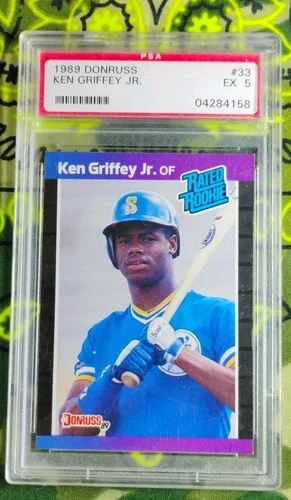1989 DONRUSS KEN GRIFFEY JR RATED ROOKIE CARD #33 PSA GRADED EX-5 RC