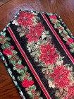 Handcrafted -Quilted Table Runner NEW 2026-Christmas-Poinsettias, Pinecones/Gold — photo 1