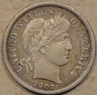 1907-D Barber Dime 10c XF as Pictured L2