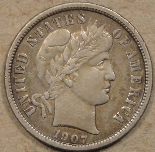 1907-D Barber Dime 10c XF as Pictured L2